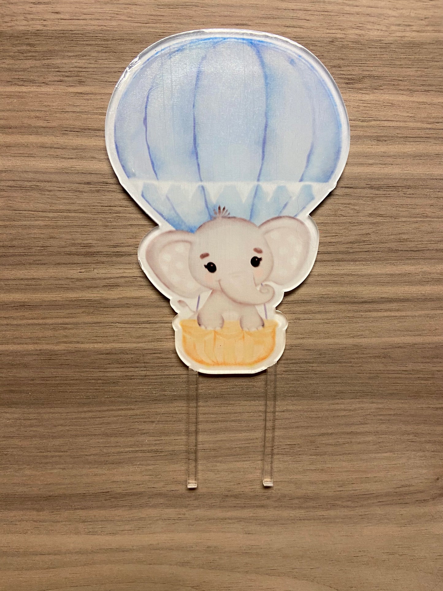 Elephant Baby Shower, Cake Topper, It’s a Boy, Blue Decorations, Personalized, Hot Air Balloon