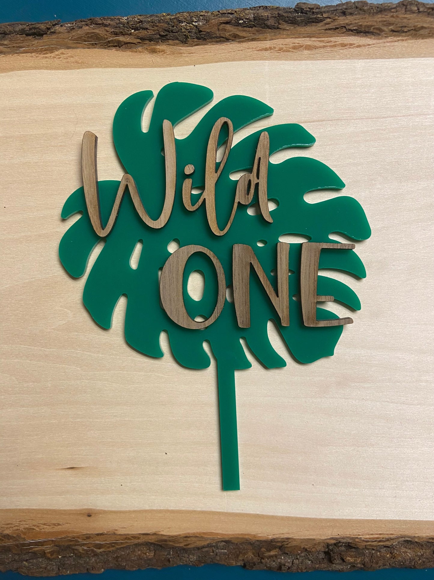 Wild One Cake Topper, Safari Birthday, Tropical Leaf Cake Topper, Monstera Leaf, Jungle Safari Party, Palm Leaf Decor