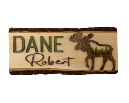 Boys Woodland Room Sign, Baby Boy Nursery Sign, Name Sign, Moose, Rustic, Custom Baby Sign, Woodland Animals